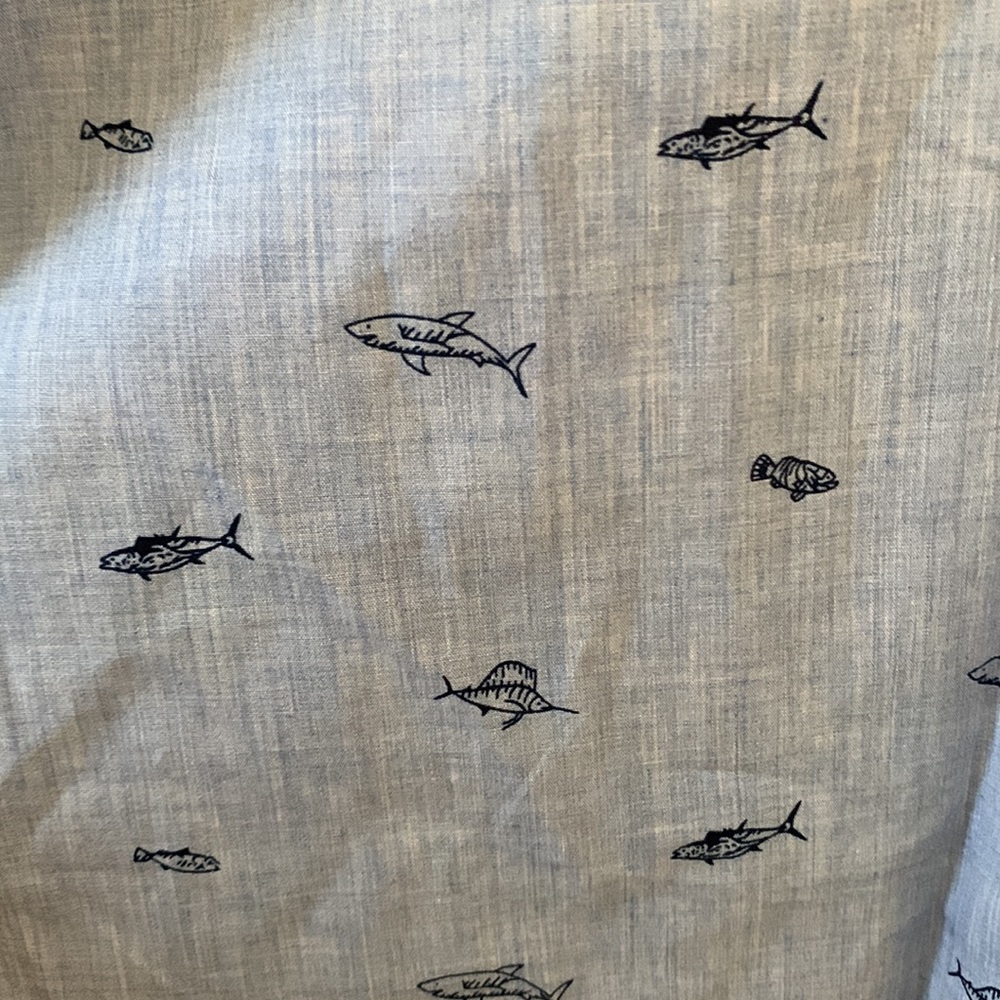 Barbour Blue Summer Chambray Fish & Shark button up NWT - Picture 9 of 10